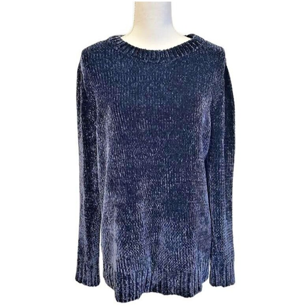 Orvis Classic Collection Women's L Large Blue Chenille Soft Velvety Sweater